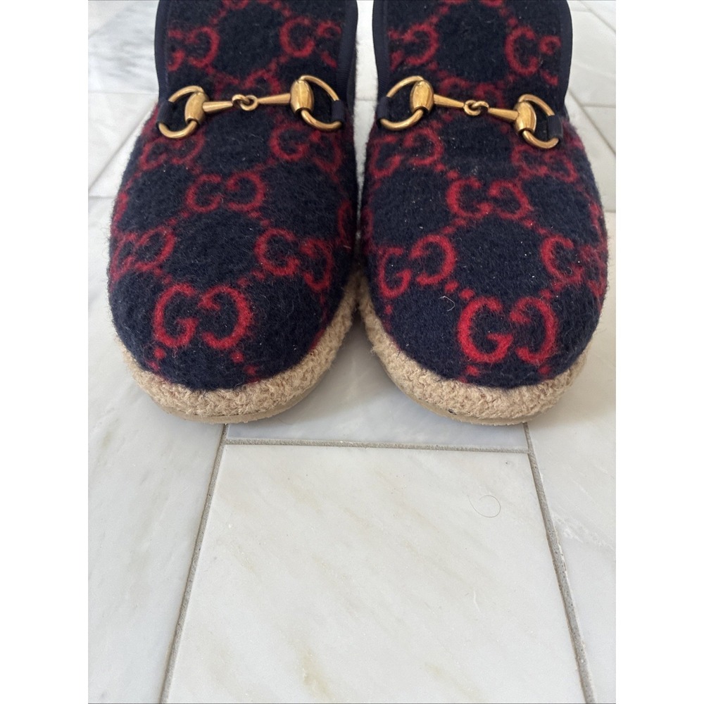 Gucci Fria Horsebit GG Monogram Logo Wool Slip On Loafers Gucci 39 EU, 8 Women's - Picture 13 of 16